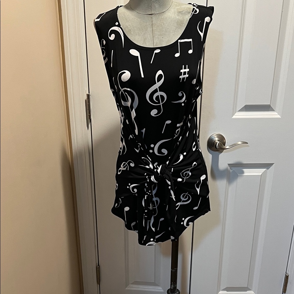 Attitudes by Renee Black Musical Note Tank Top